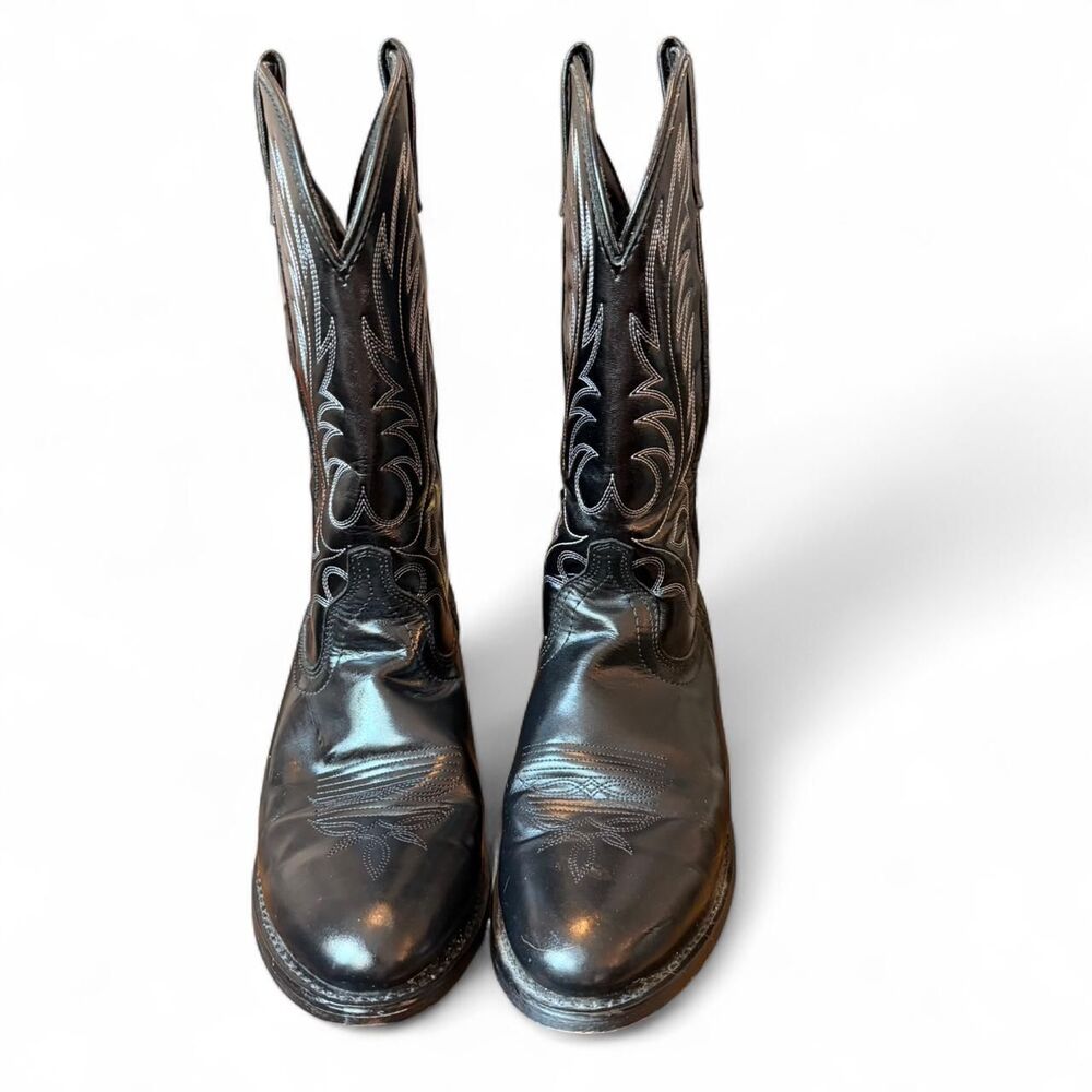 Laredo Black Leather Western Cowboy Boots Women’s 8.5M Embroidered Cowgirl Boots - Picture 7 of 8